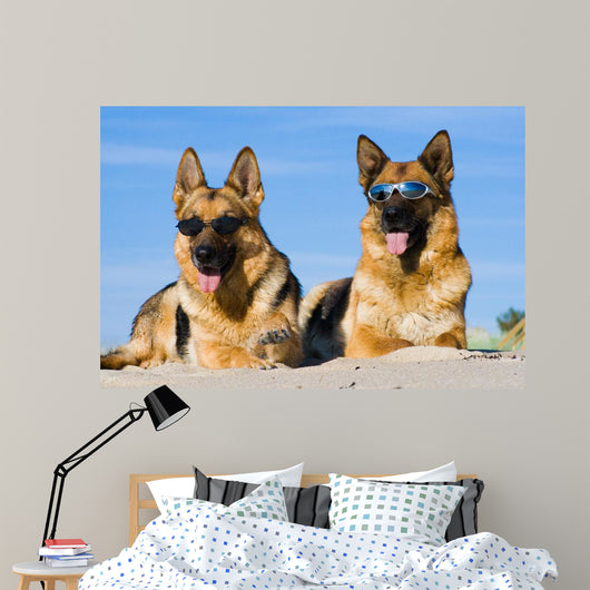 German Shepherds Lying Sun Wall Decal