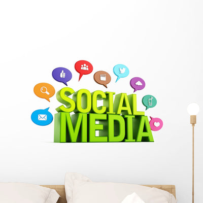Social Media Wall Decal shown on a wall