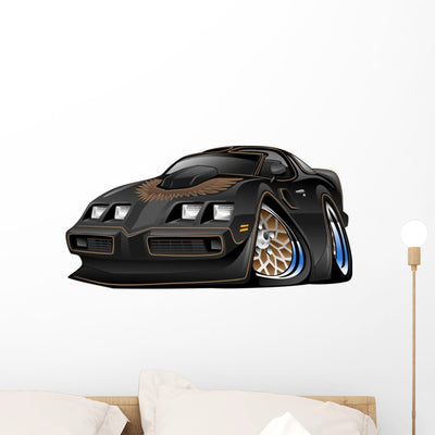 American Black Muscle Car Wall Decal shown on a wall