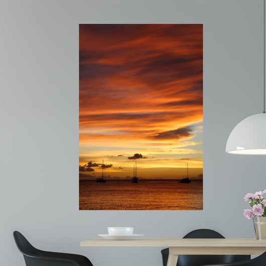 Golden Caribbean Sunset Cruise Wall Decal