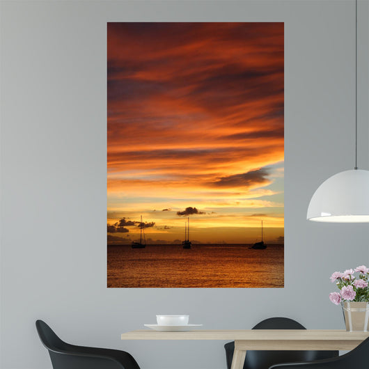 Golden Caribbean Sunset Cruise Wall Decal
