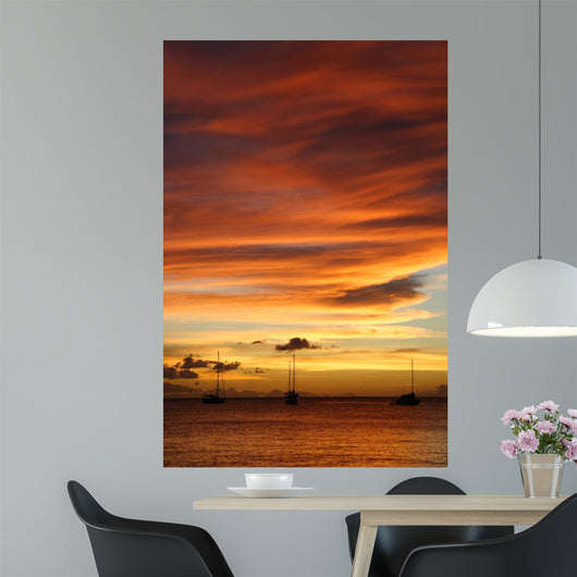 Golden Caribbean Sunset Cruise Wall Decal