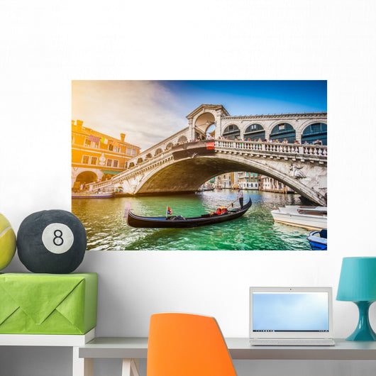 Gondola with Rialto Bridge Wall Decal