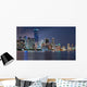 Miami Skyline Night across Wall Decal