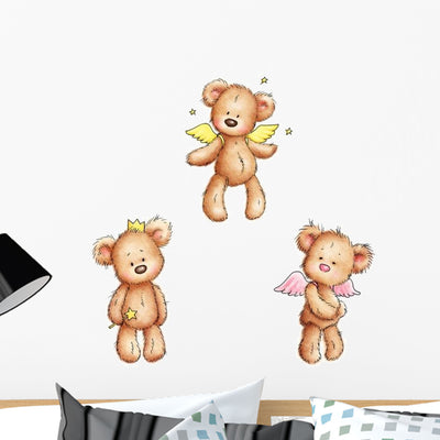 Cute Teddy Bears Wall Decal Sticker Set shown on a wall