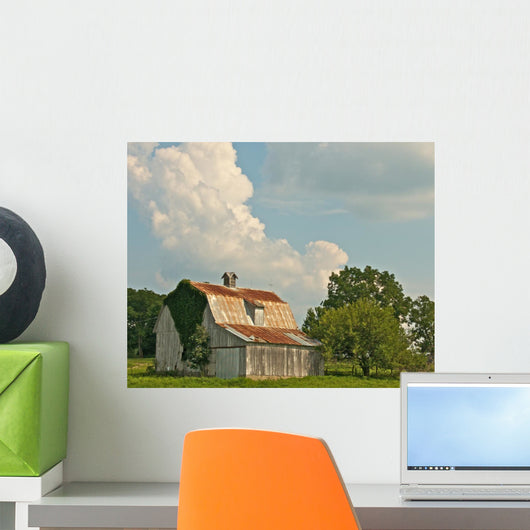 Missouri Barn with Cumulus Clouds Wall Decal