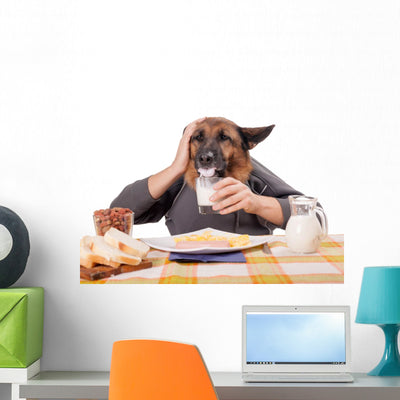 Doggone Morning Dog Wall Decal shown on a wall