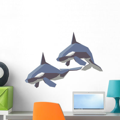Orca Wall Decal Sticker Set shown on a wall
