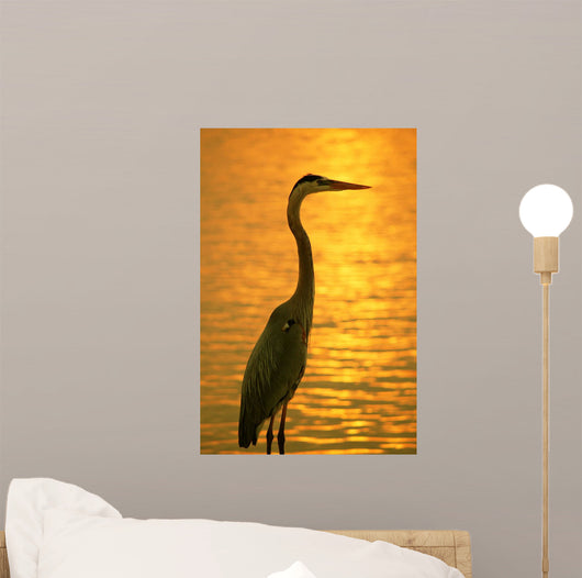 Blue Heron Sunset Wall Decal