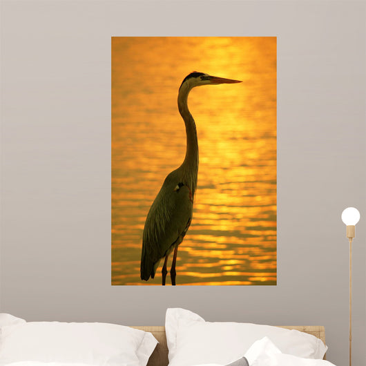 Blue Heron Sunset Wall Decal