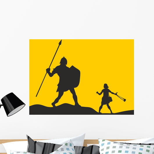 David and Goliath Silhouette Wall Decal