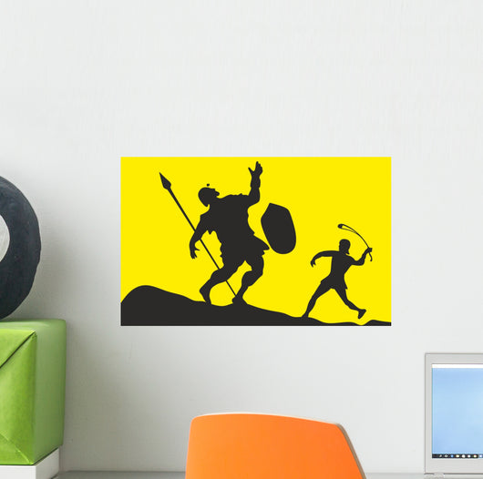 David Slaying Goliath Silhouette Wall Decal