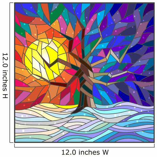 Winter Landscape Stained Glass Wall Decal