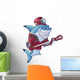 Mean Cartoon Lacrosse Shark Wall Decal
