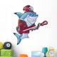 Mean Cartoon Lacrosse Shark Wall Decal