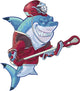 Mean Cartoon Lacrosse Shark Wall Decal