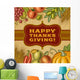 Vintage Happy Thanksgiving Card Wall Decal
