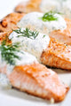 Cooked Salmon Fillets with Wall Decal