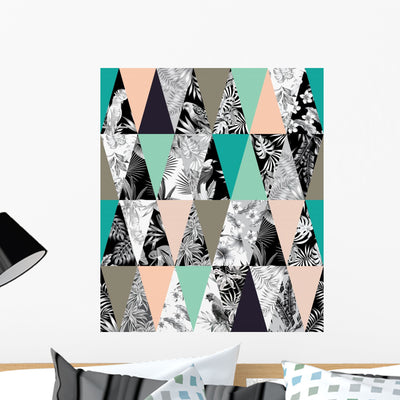 Tropical Patchwork Wall Decal shown on a wall