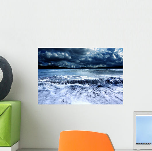 Dark Storm with Crashing Waves Wall Decal