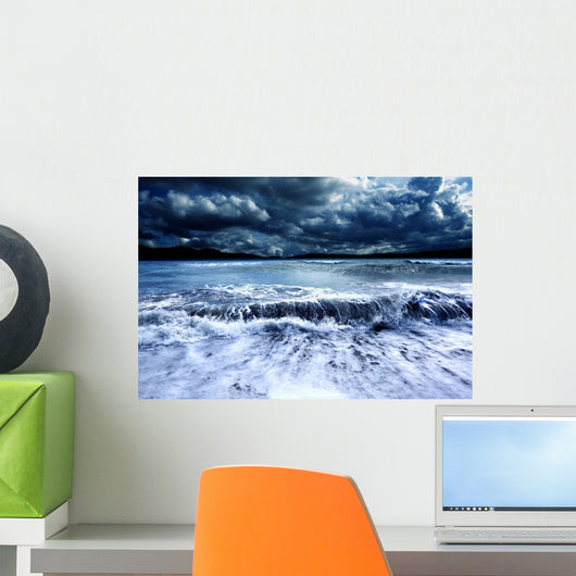 Dark Storm with Crashing Waves Wall Decal