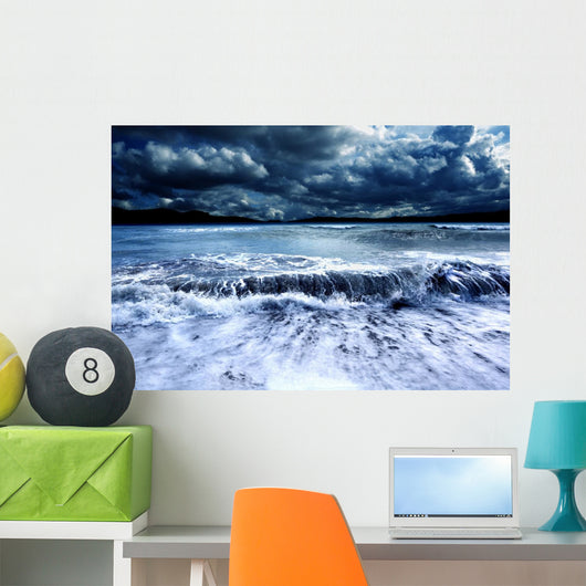 Dark Storm with Crashing Waves Wall Decal
