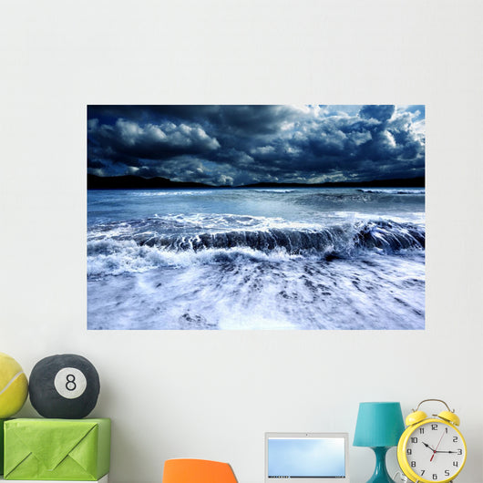 Dark Storm with Crashing Waves Wall Decal