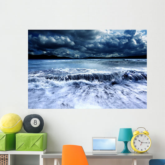 Dark Storm with Crashing Waves Wall Decal