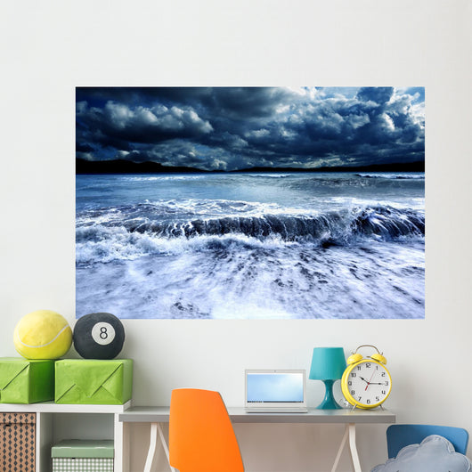 Dark Storm with Crashing Waves Wall Decal