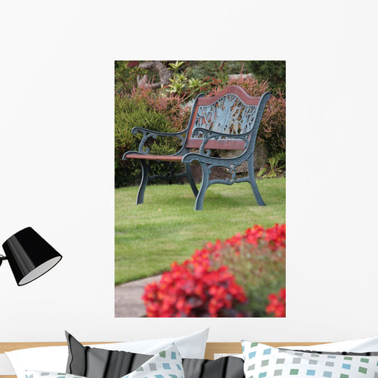 Garden Bench with Flowers Wall Decal