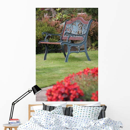 Garden Bench with Flowers Wall Decal