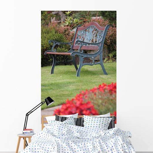 Garden Bench with Flowers Wall Decal