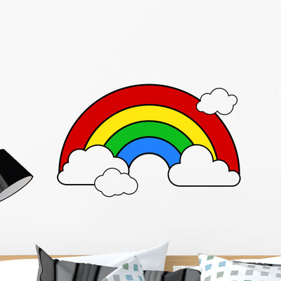 Cloudy Rainbow Wall Decal shown on a wall