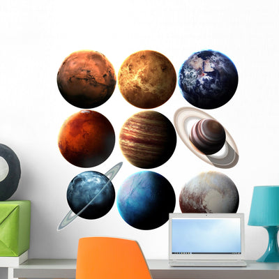 Nasa Solar System Planets Wall Stickers Wall Decal shown on a wall