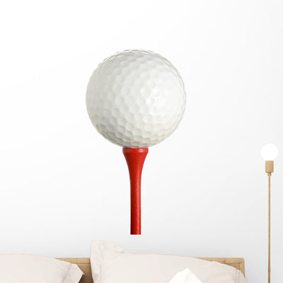 Golf Ball Tee White Wall Decal shown on a wall