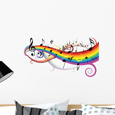 Notes White with Rainbow Wall Decal shown on a wall