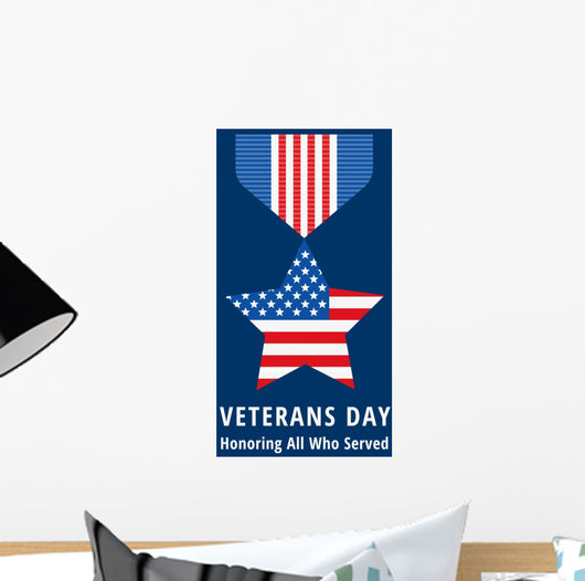 Veterans Day Flat Medals Wall Decal