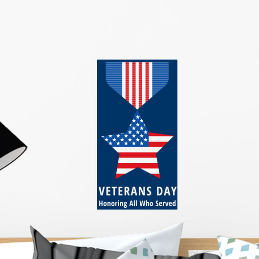 Veterans Day Flat Medals Wall Decal
