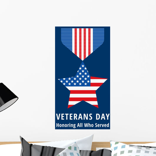Veterans Day Flat Medals Wall Decal