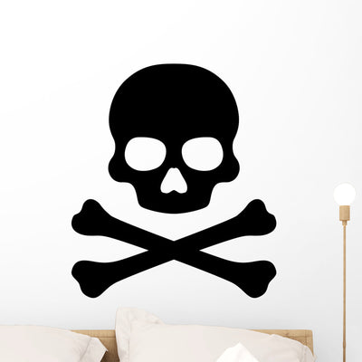 Crossbones Death Skull Wall Decal shown on a wall