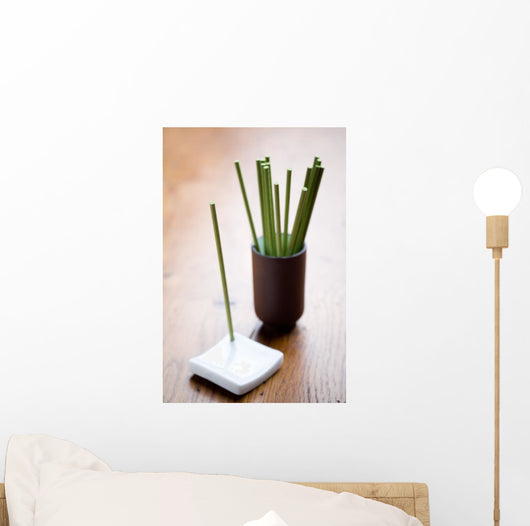 Green Incense Sticks Brown Wall Decal