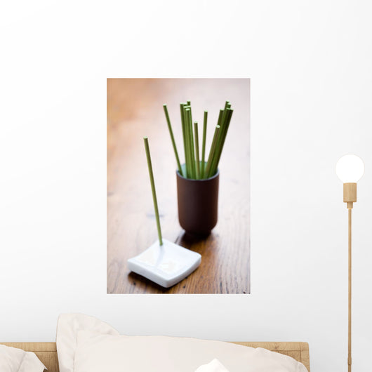 Green Incense Sticks Brown Wall Decal