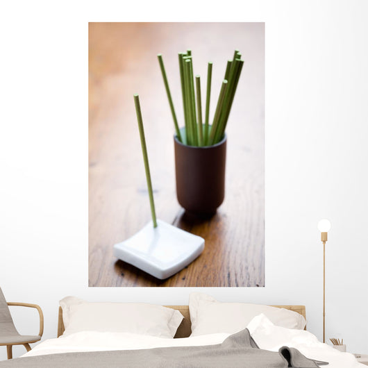Green Incense Sticks Brown Wall Decal