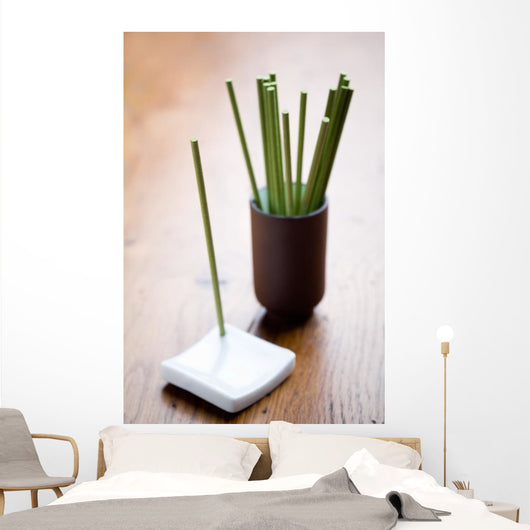 Green Incense Sticks Brown Wall Decal