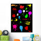 Colorful Ink Splats Black Wall Decal