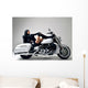 Lazy White Motorcycle Pin-up Wall Decal