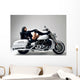 Lazy White Motorcycle Pin-up Wall Decal