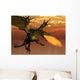 3D Render Fire-breathing Dragon Wall Decal