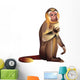 Monkey Illustration Close-up White Wall Decal