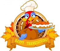 Turkey Holds Pie Wall Decal